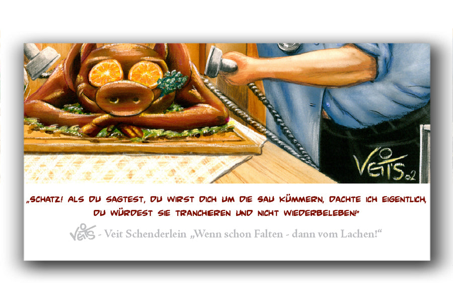 Bild Karikatur Cartoon Ärzte, Mediziner Spanferkel