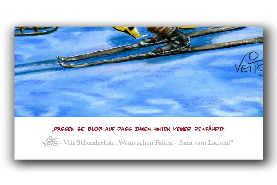 Bild Karikatur Cartoon Skifahren Abfahrt