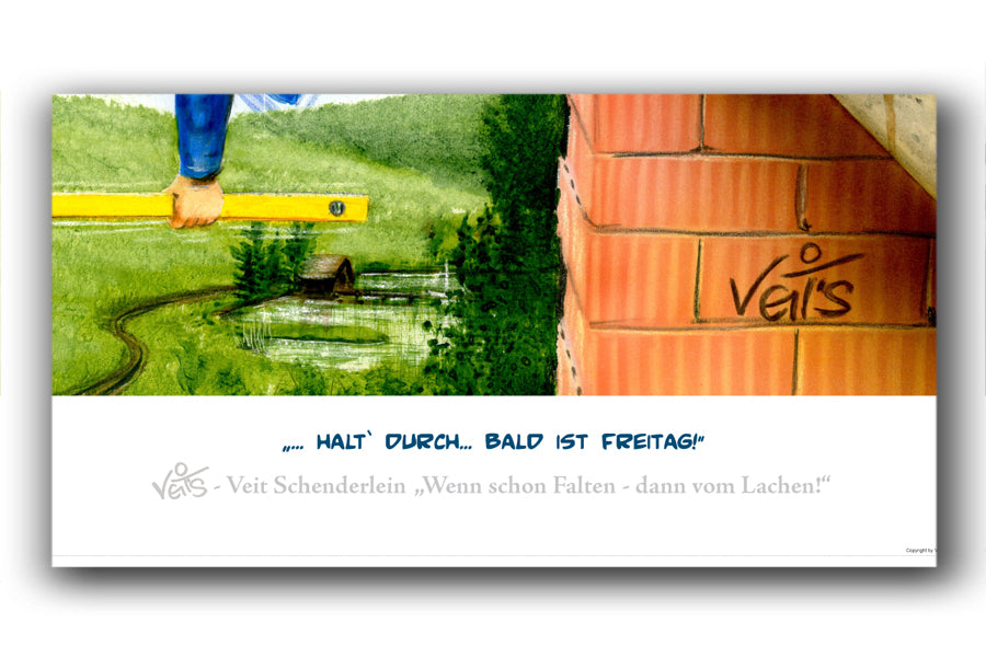 Bild Karikatur Cartoon Bauarbeiter Arbeit Bau