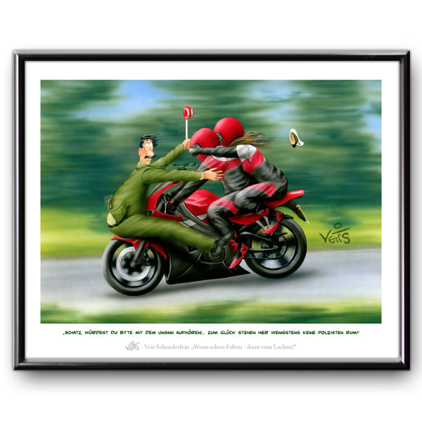 Bild Karikatur Cartoon Motorrad Biker Polizist