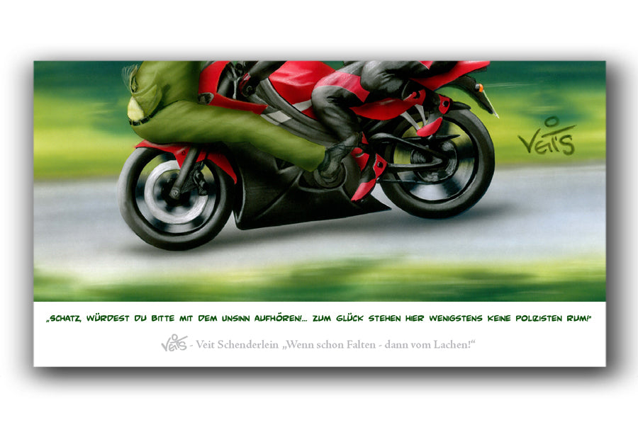 Bild Karikatur Cartoon Motorrad Biker Polizist