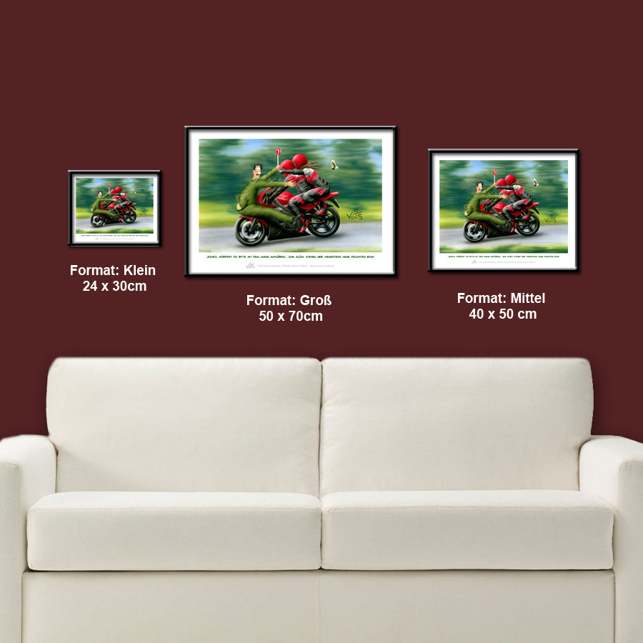 Bild Karikatur Cartoon Motorrad Biker Polizist