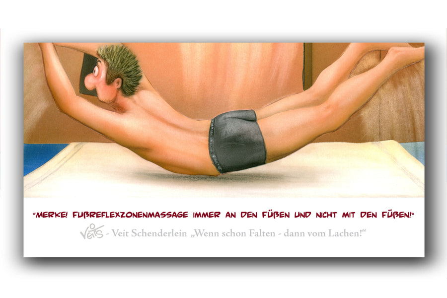 Bild Karikatur Cartoon Physiotherapie Fußreflexzonenmassage