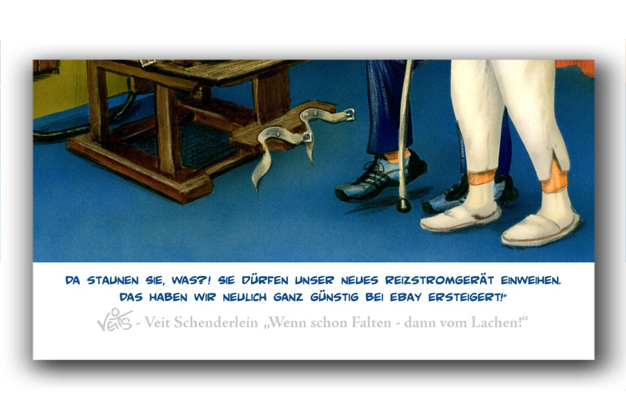 Bild Karikatur Cartoon Physiotherapie Reizstrom