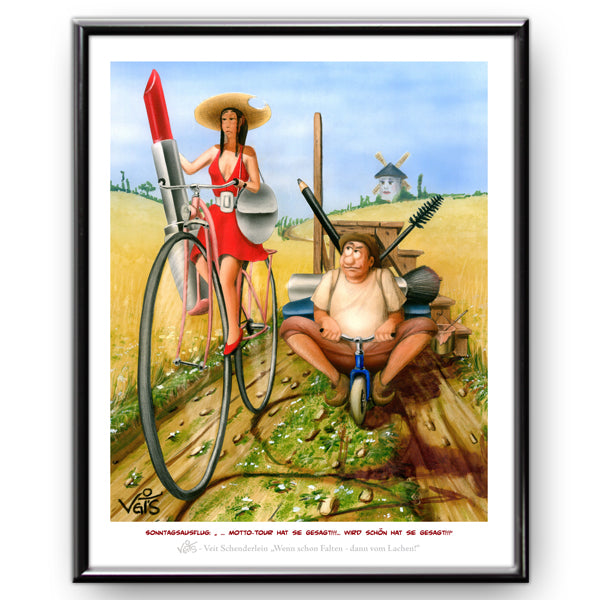 Bild Karikatur Cartoon Fahrrad Bike Ausflug