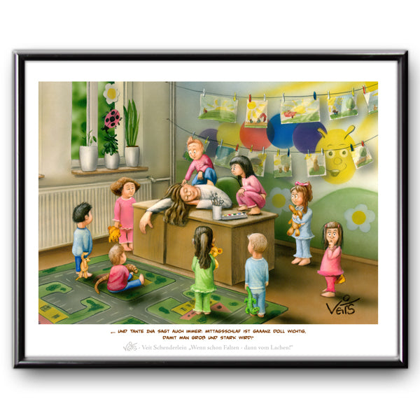 Bild Karikatur Cartoon Kindergarten Erzieherin