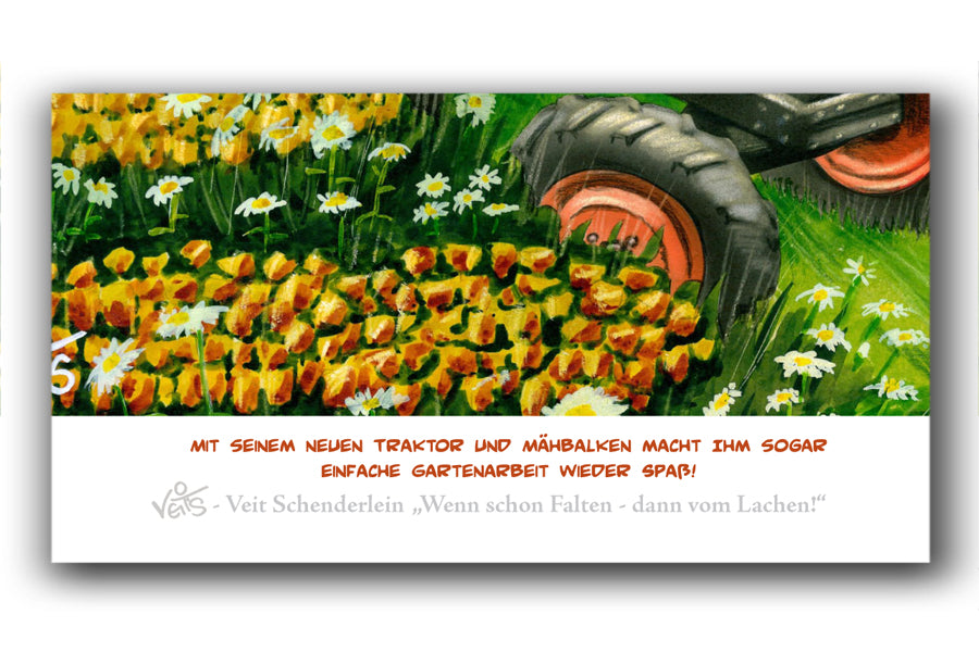 Bild Karikatur Cartoon Traktor Garten Männer