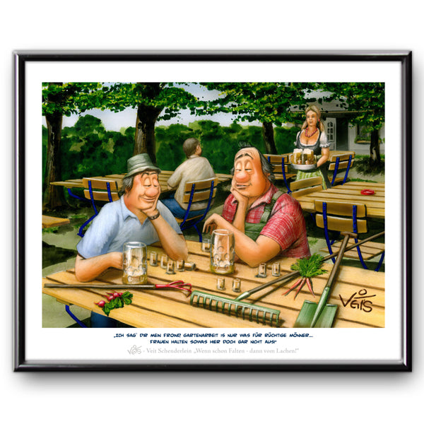 Bild Karikatur Cartoon Garten Männer