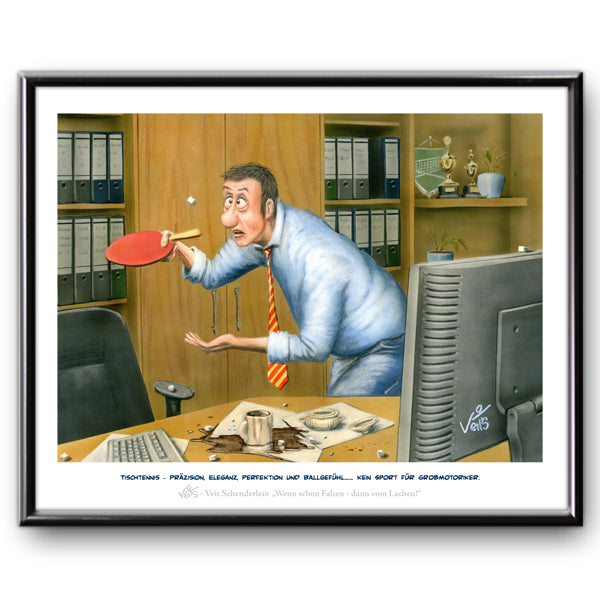 Bild Karikatur Cartoon Tischtennis Sport Büro