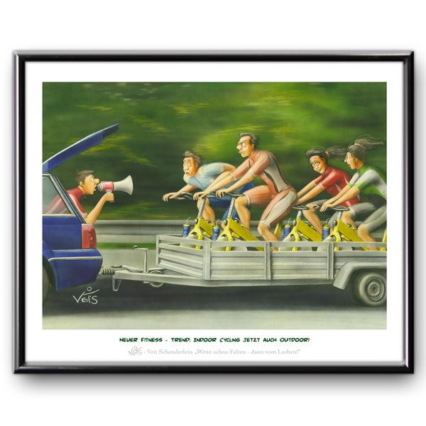 Bild Karikatur Cartoon Sport Fitness Fitnessstudio Radfahrer Cycling