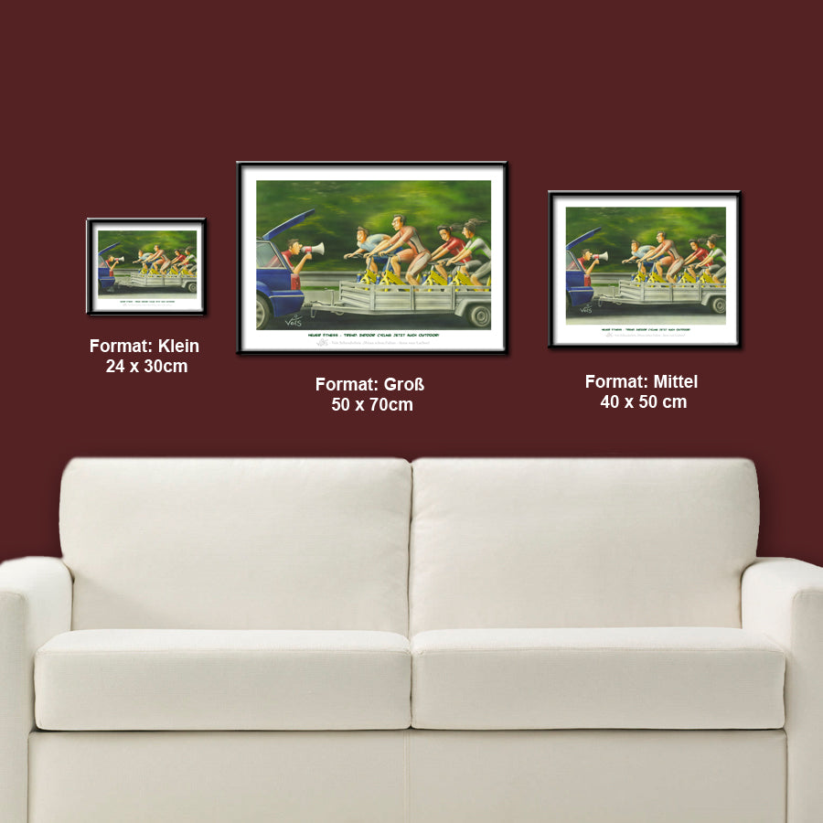 Bild Karikatur Cartoon Sport Fitness Fitnessstudio Radfahrer Cycling