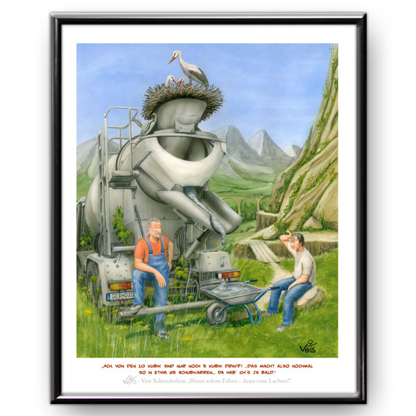 Bild Karikatur Cartoon Betonmischer Bau Bauarbeiter