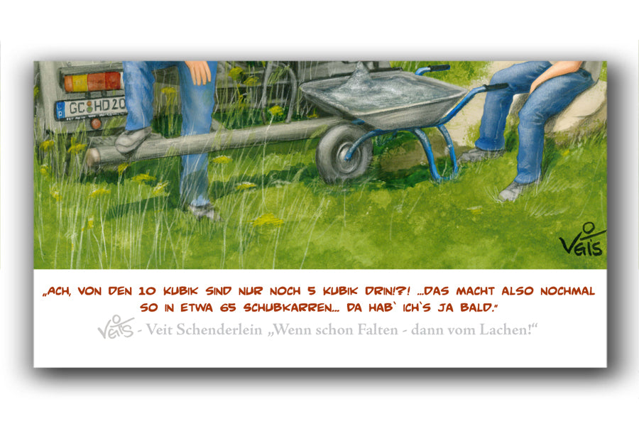 Bild Karikatur Cartoon Betonmischer Bau Bauarbeiter