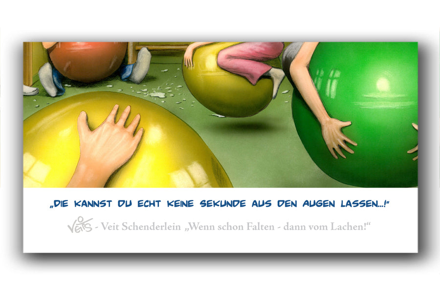 Bild Karikatur Cartoon Physiotherapie Krankengymnastik Pezzibälle