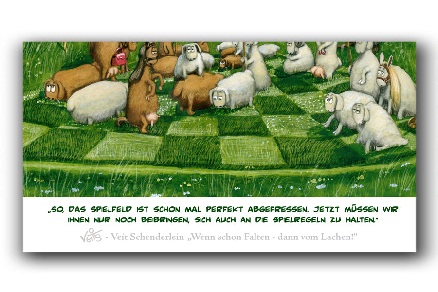 Bild Karikatur Cartoon Schach Schäfer Schafe Schachspiel
