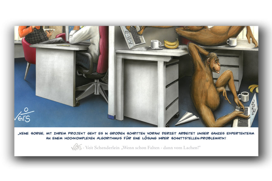 Bild Karikatur Cartoon Büro Algorithmus IT- Spezialisten