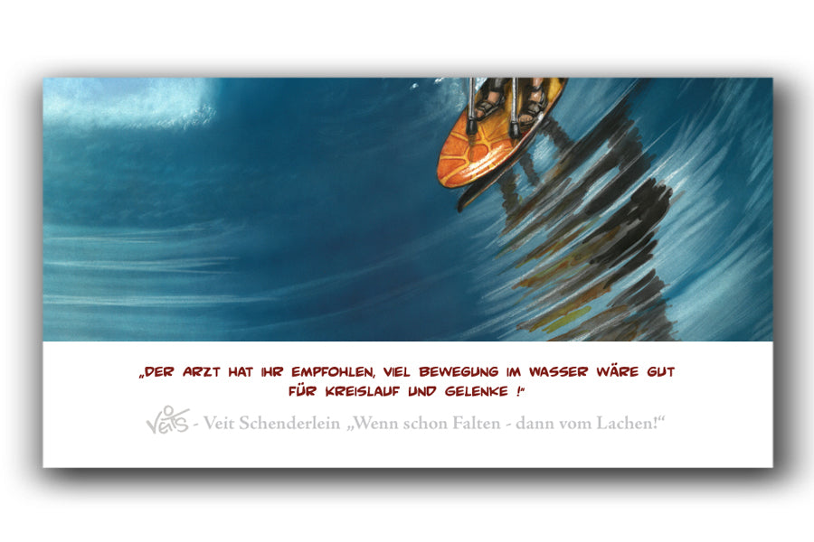 Bild Karikatur Cartoon Sport Wassersport Oma Surfen