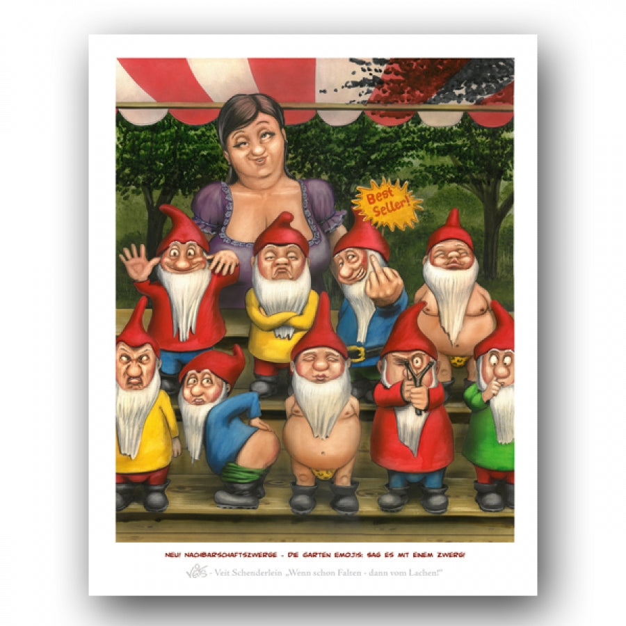 Bild Karikatur Cartoon Garten Gartenzwerge