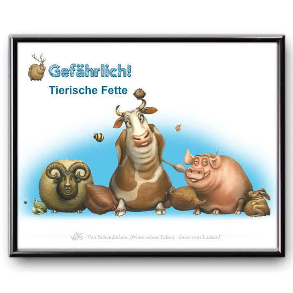 Bild Karikatur Cartoon Ernährung "Tierische Fette"