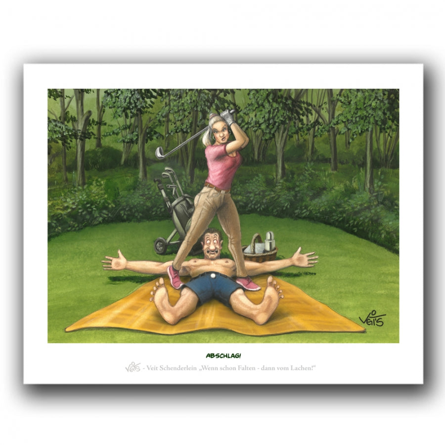 Bild Karikatur Cartoon Golf Golfclub Frauen