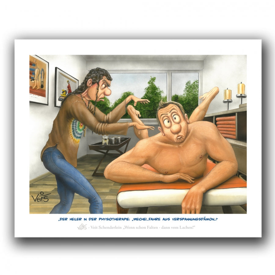 Bild Karikatur Cartoon Physiotherapie Heiler