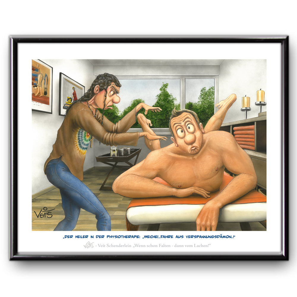 Bild Karikatur Cartoon Physiotherapie Heiler