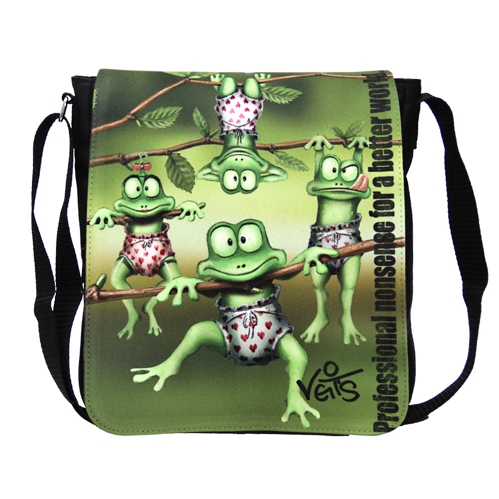Veit`S Gute Laune Tasche Schultertasche "Emma"mit Motiv "Kleine Frösche"