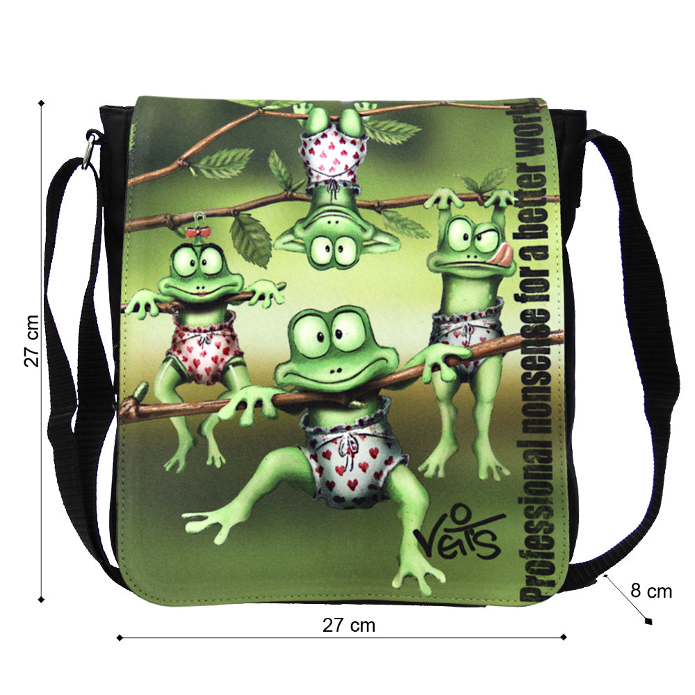 Veit`S Gute Laune Tasche Schultertasche "Emma"mit Motiv "Kleine Frösche"