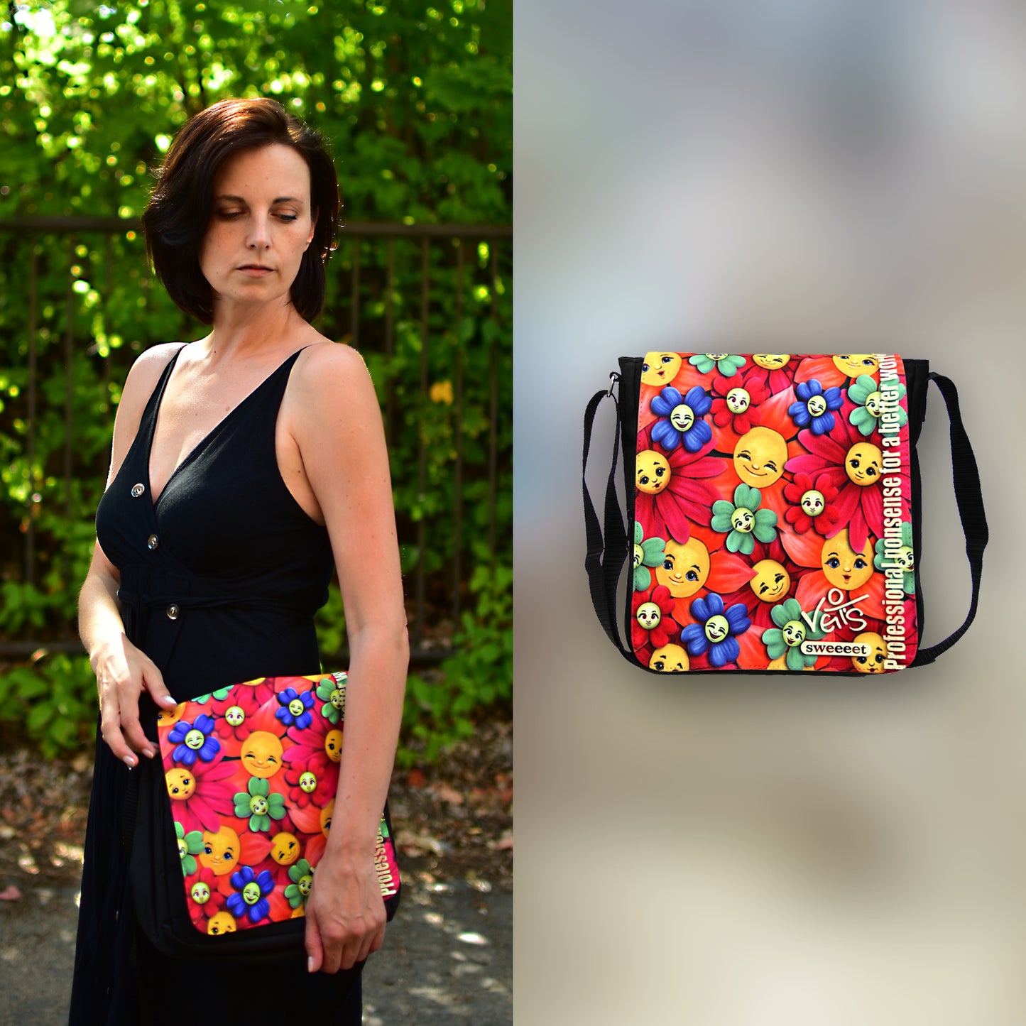 Veit`S Gute Laune Tasche Handtasche Schultertasche Emma mit Blumen-Motiv