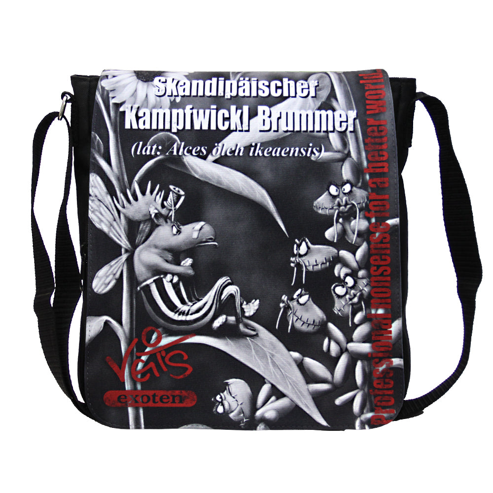 Veit`S Gute Laune Tasche Handtasche Schultertasche Emma Noir mit Exoten-Motiv "Veit`S Skandipäischer Kampfwickl Brummer"
