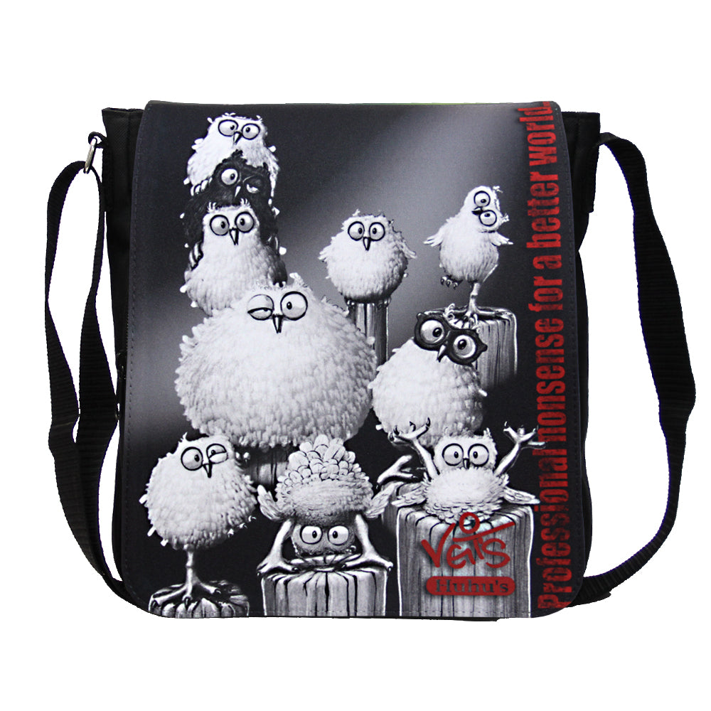 Veit`S Gute Laune Tasche Handtasche Schultertasche Emma Noir mit Eulen-Motiv "Veit`S Huhu`s"
