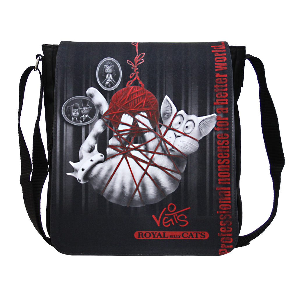 Veit`S Gute Laune Tasche Handtasche Schultertasche Emma Noir mit Katzen-Motiv "Veit`S ROYAL SILLY CATS" Silly Herbert