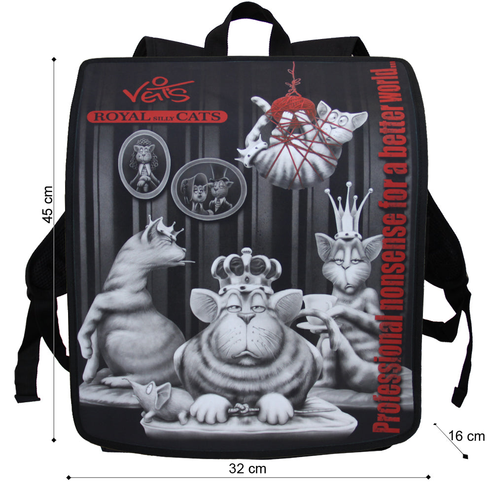 Veit'S Gute Laune Rucksack mit Katzen-Motiv "Veit`S ROYAL SILLY CATS Noir"