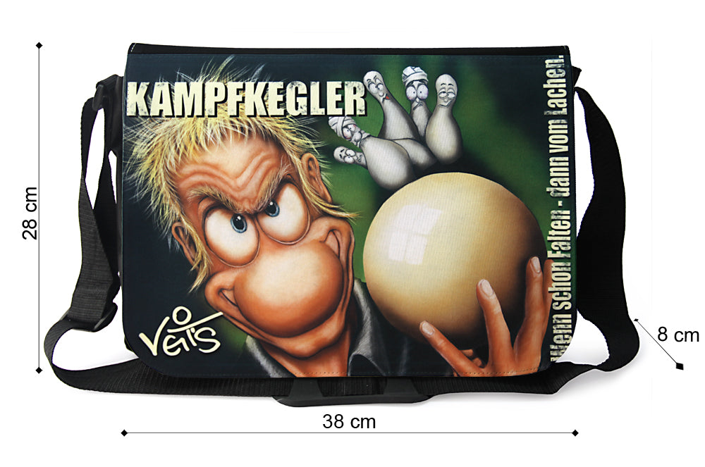 Veit`S Gute Laune Tasche, Schultertasche, Laptoptasche mit Motiv "Kampfkegler"