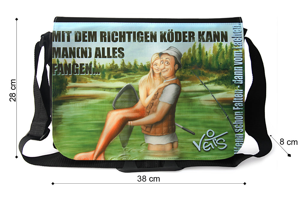 Veit`S Gute Laune Tasche, Schultertasche, Laptoptasche mit Motiv "Angeln"