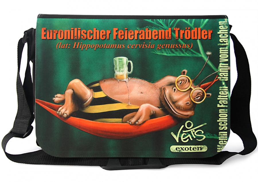 Veit`S Gute Laune Tasche, Schultertasche, Laptoptasche mit Exoten-Motiv "Euronilischer Feierabend Trödler"