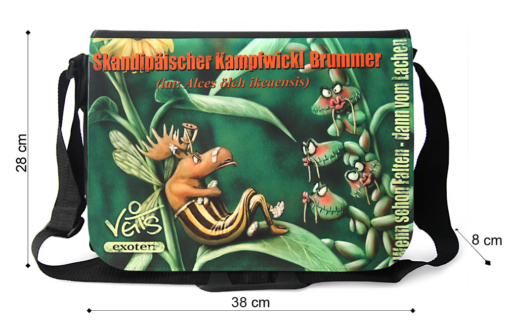 Tasche, Schultertasche, Laptoptasche mit Exoten-Motiv "Skandipäischer Kampfwickl Brummer", Veit`S Gute Laune Taschen