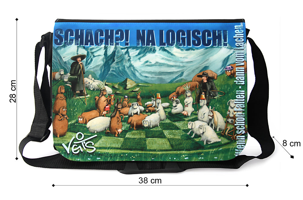 Tasche, Schultertasche, Laptoptasche mit Motiv "Schach Schafe", Veit`S Gute Laune Taschen