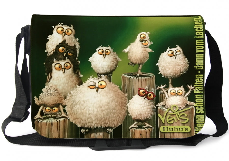 Tasche Schultertasche Laptoptasche Eulen-Motiv "Veit`S Huhu`s", Veit`S Gute Laune Taschen