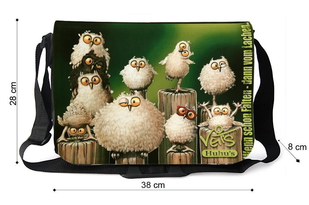 Tasche Schultertasche Laptoptasche Eulen-Motiv "Veit`S Huhu`s", Veit`S Gute Laune Taschen