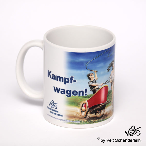 Tassen, Kaffeebecher, Kaffeetassen, Veit`S Gute Laune Tassen, Fahrrad Kampfwagen
