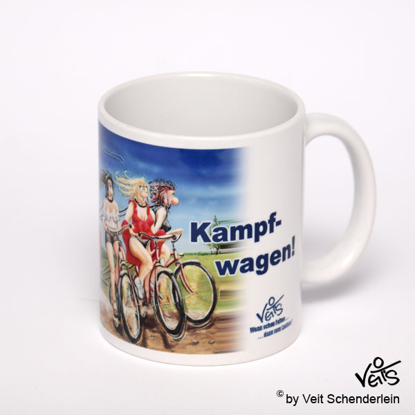 Tassen, Kaffeebecher, Kaffeetassen, Veit`S Gute Laune Tassen, Fahrrad Kampfwagen