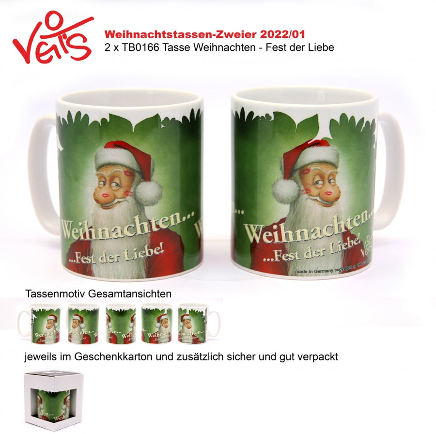 Weihnachtstassen, Weihnachtsaktion, 2er Pack Kaffeebecher, Glühweinbecher