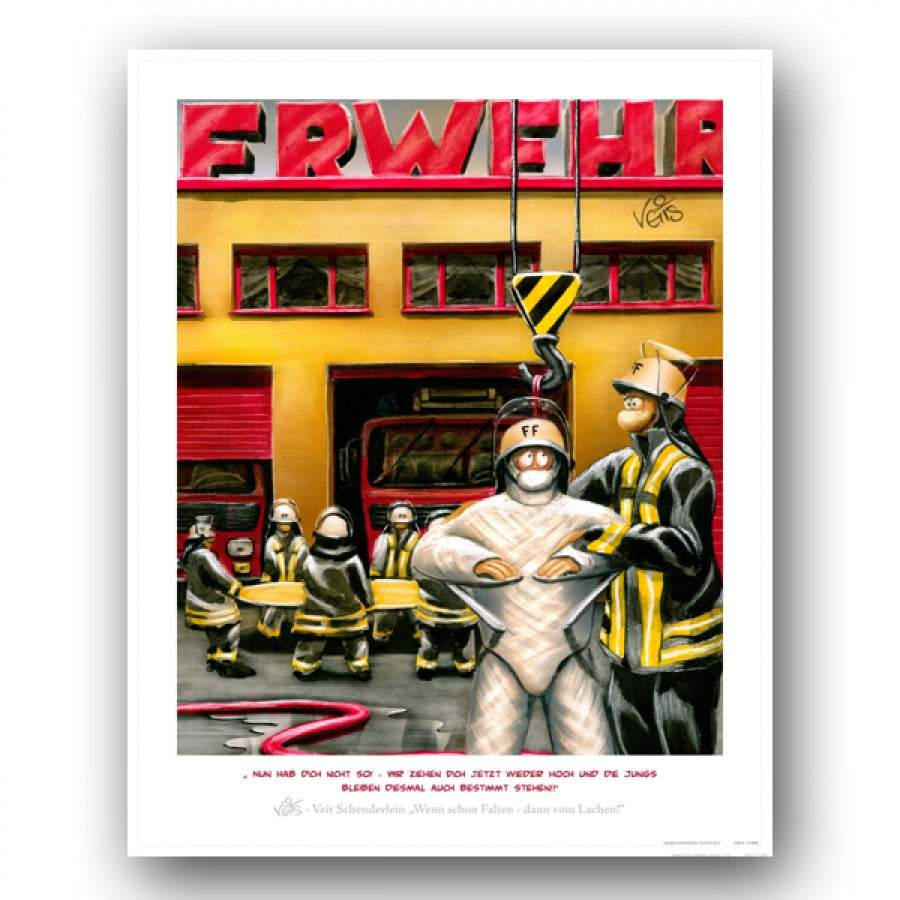 Bild Karikatur Cartoon Feuerwehr Feuerwehrmann