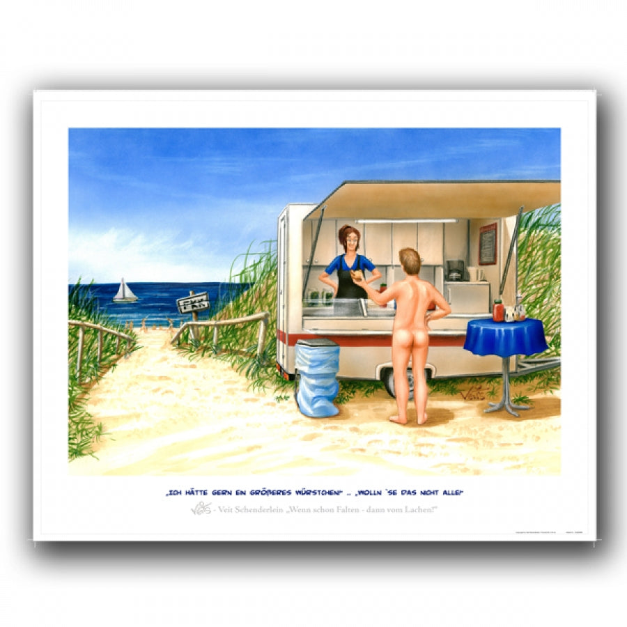 Bild Karikatur Cartoon Urlaub Strand Imbiss