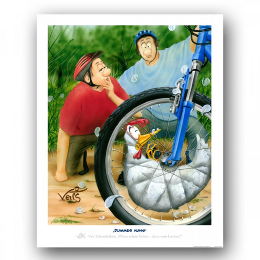 Bild Karikatur Cartoon Fahrrad Hühner Tiere Bike Radsport