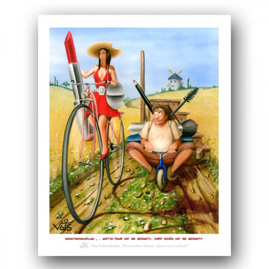 Bild Karikatur Cartoon Fahrrad Bike Ausflug