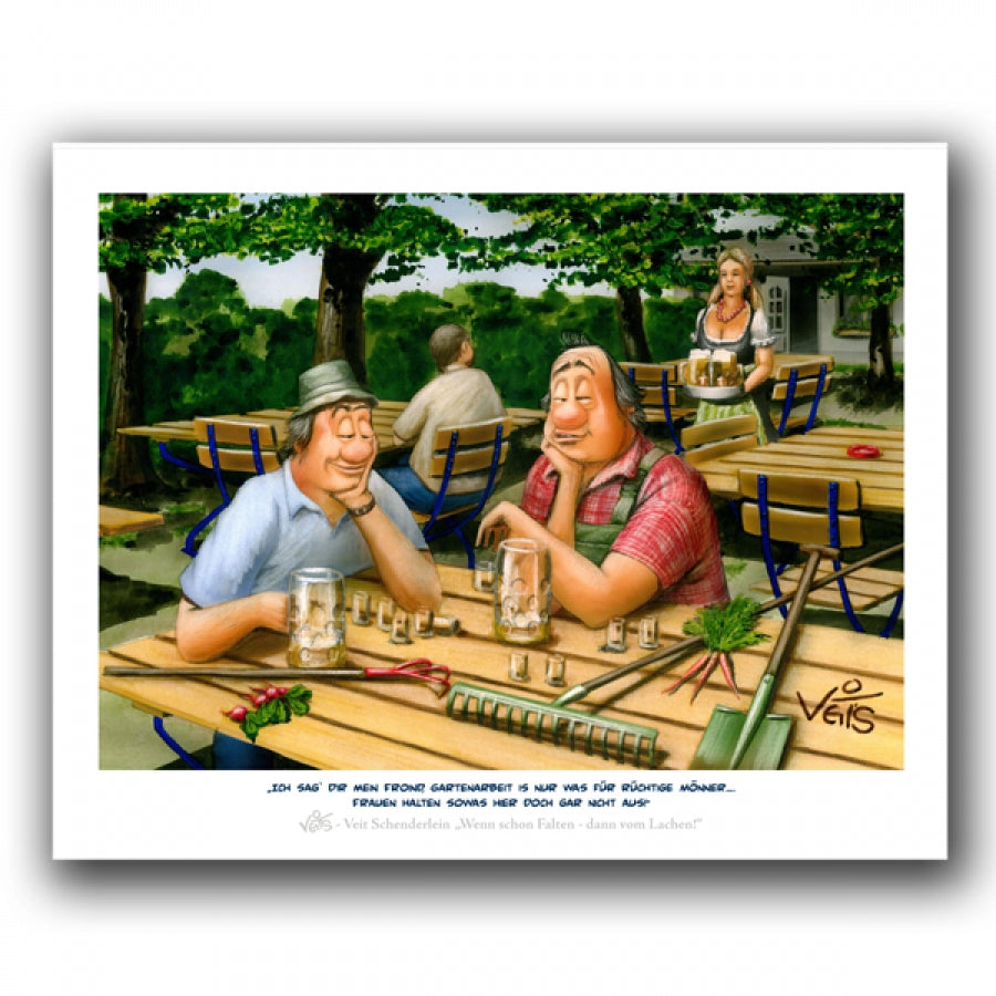 Bild Karikatur Cartoon Garten Männer