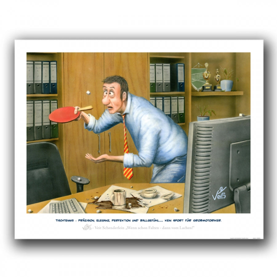 Bild Karikatur Cartoon Tischtennis Sport Büro