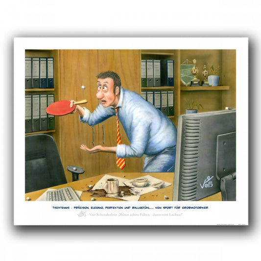 Bild Karikatur Cartoon Tischtennis Sport Büro